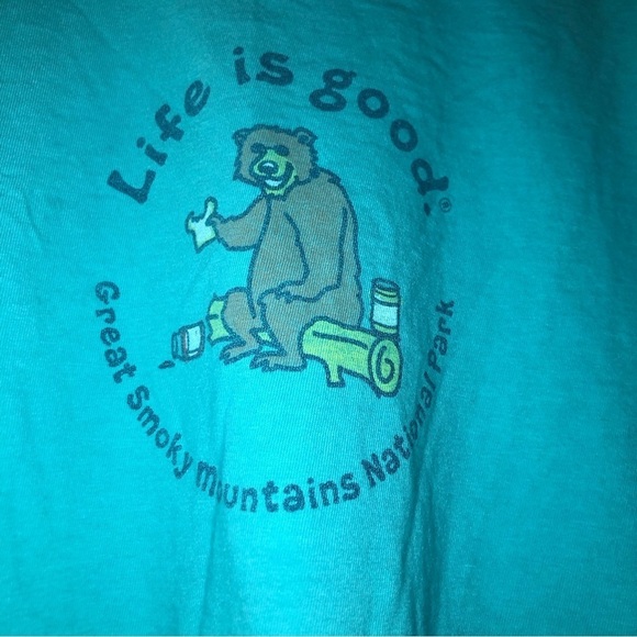 Life is Good Blue “Great Smokey National Park” Short Sleeve T-Shirt Size Large - Picture 2 of 6